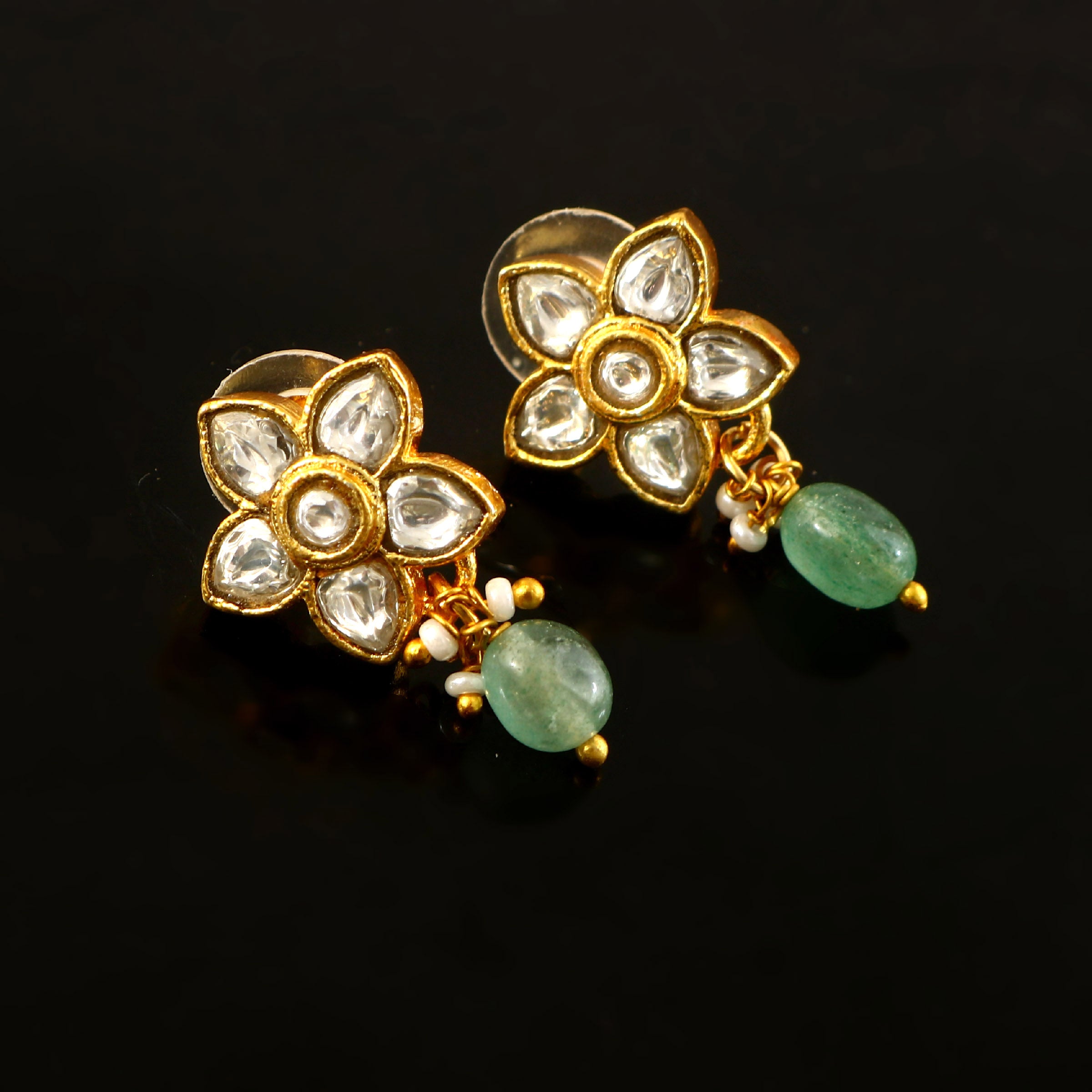 BER-123 - Jadau Kundan Bugadi Earring with Emerald