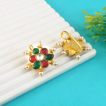 BER-124- Jadau Kundan Bugadi Earring with Emerald