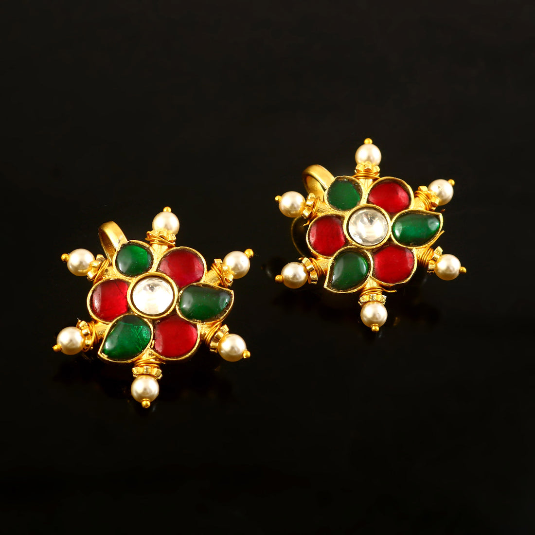 BER-124- Jadau Kundan Bugadi Earring with Emerald