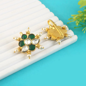 BER-125- Jadau Kundan Bugadi Earring with Emerald