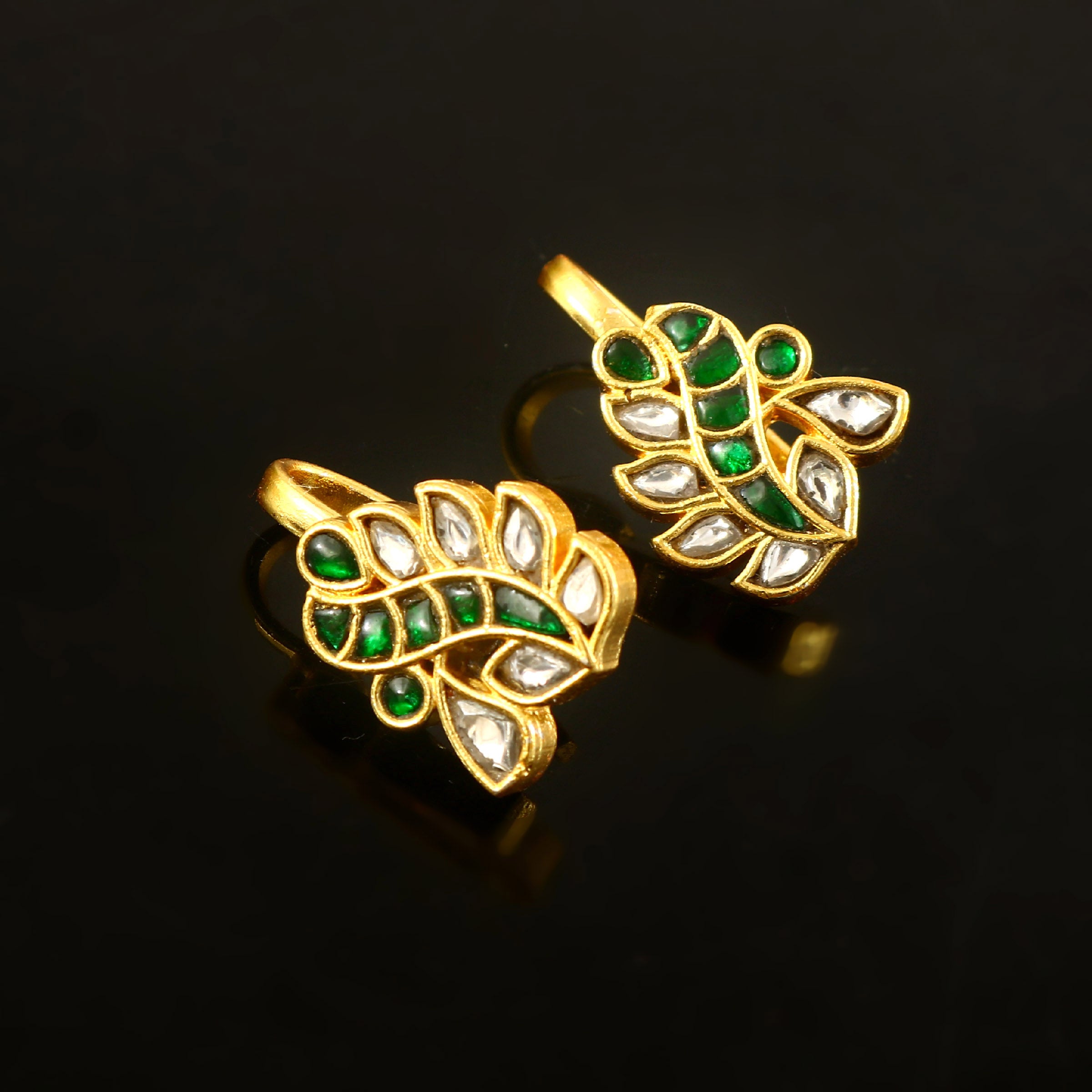 BER-126- Jadau Kundan Bugadi Earring with Emerald