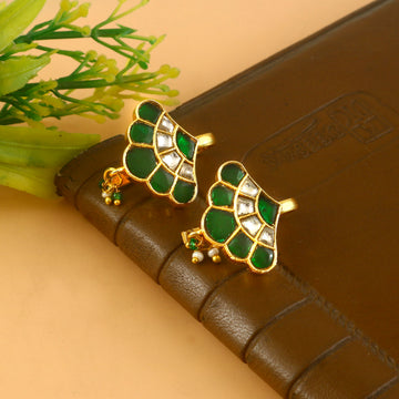 BER-127- Jadau Kundan Bugadi Earring with Emerald