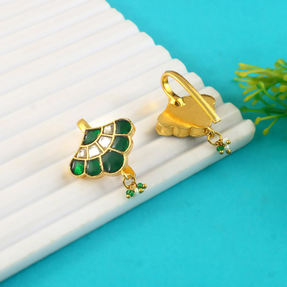 BER-127- Jadau Kundan Bugadi Earring with Emerald