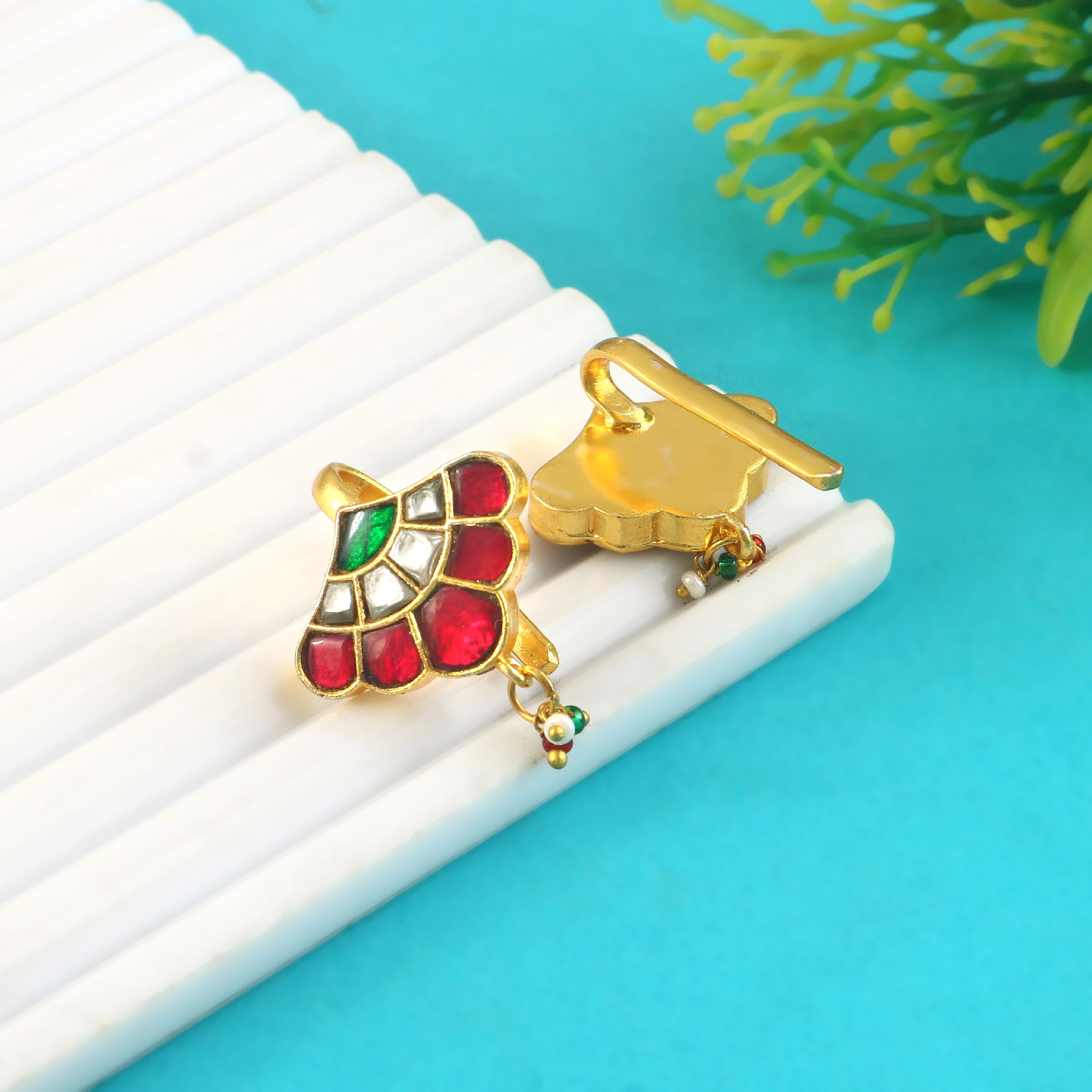 BER-128- Jadau Kundan Bugadi Earring with Emerald