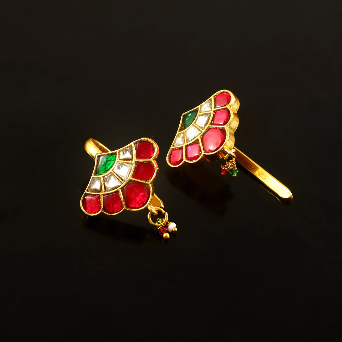 BER-128- Jadau Kundan Bugadi Earring with Emerald