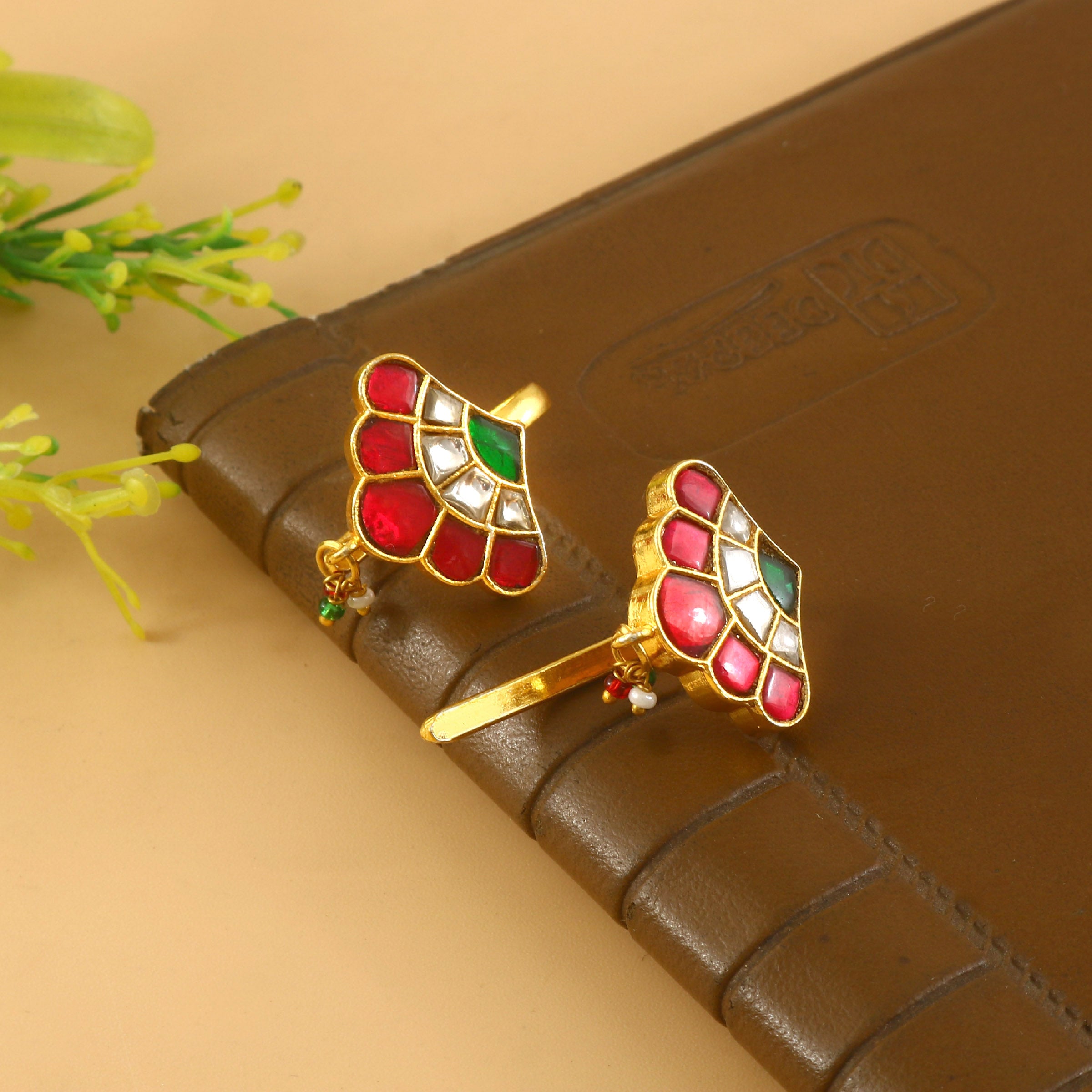 BER-128- Jadau Kundan Bugadi Earring with Emerald