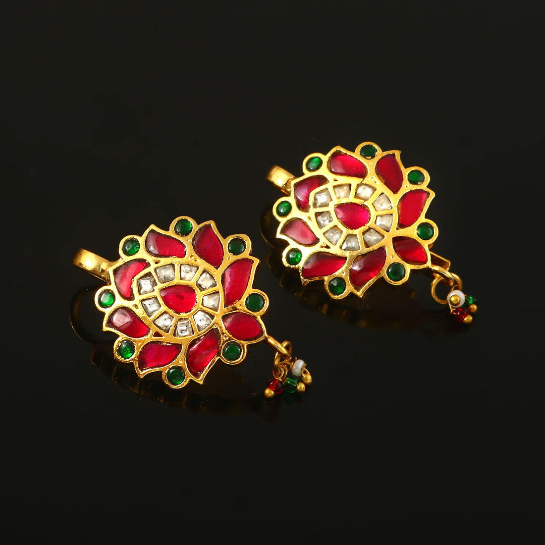 BER-129- Jadau Kundan Bugadi Earring with Emerald