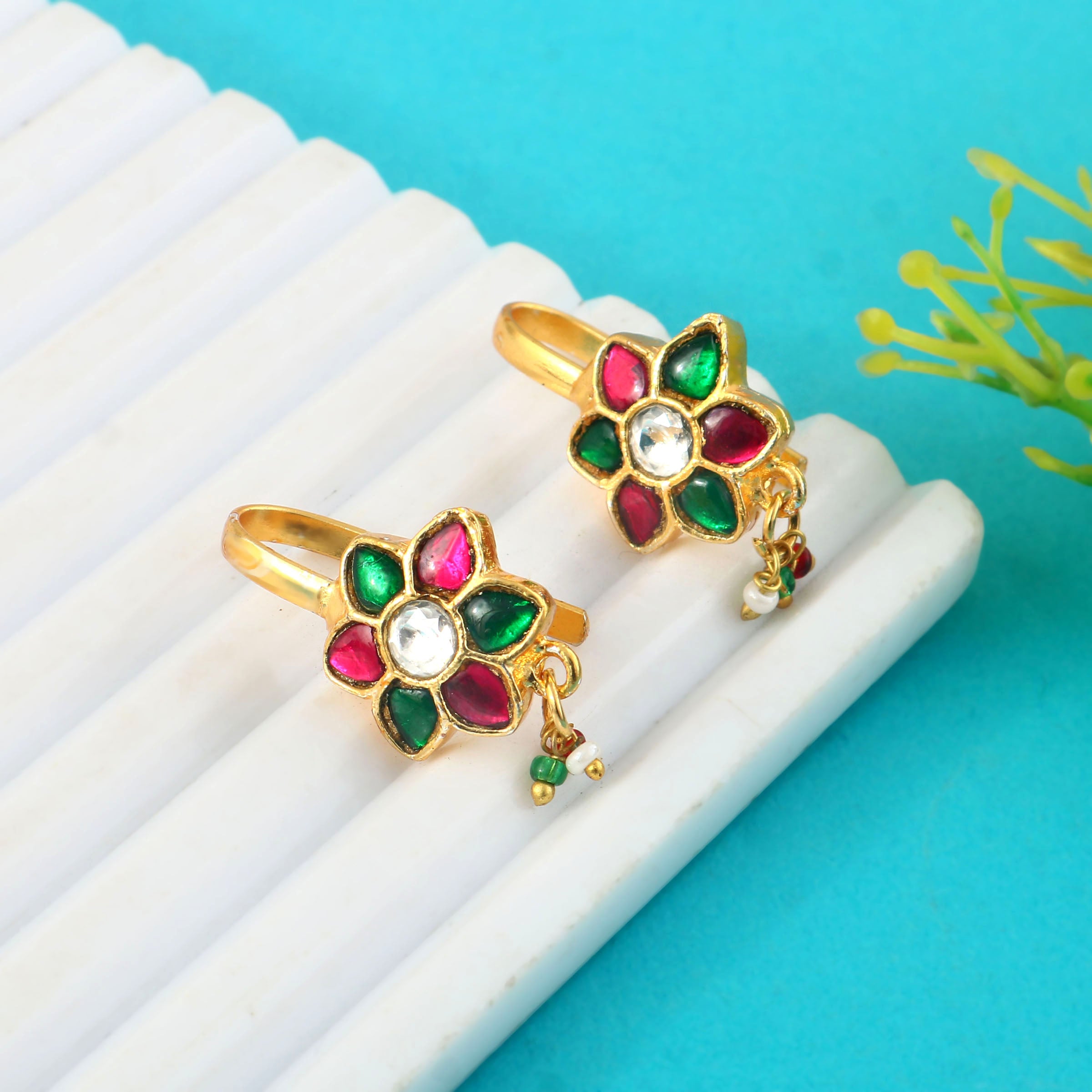 BER-130- Jadau Kundan Bugadi Earring with Emerald