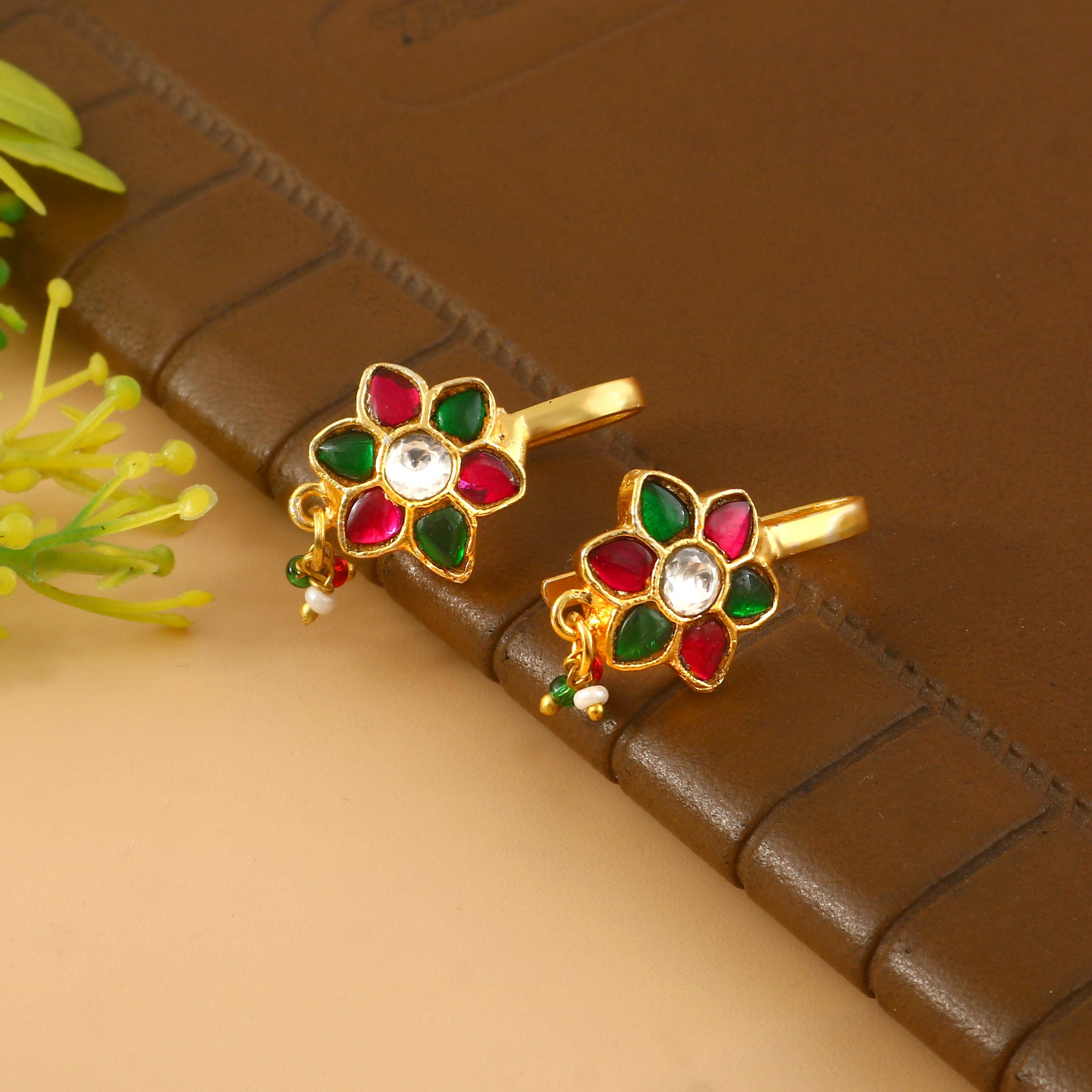 BER-130- Jadau Kundan Bugadi Earring with Emerald