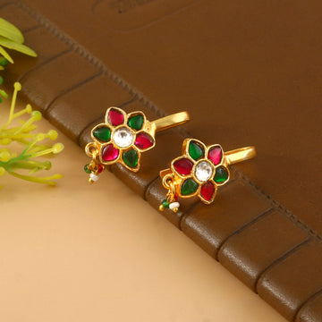 BER-130- Jadau Kundan Bugadi Earring with Emerald