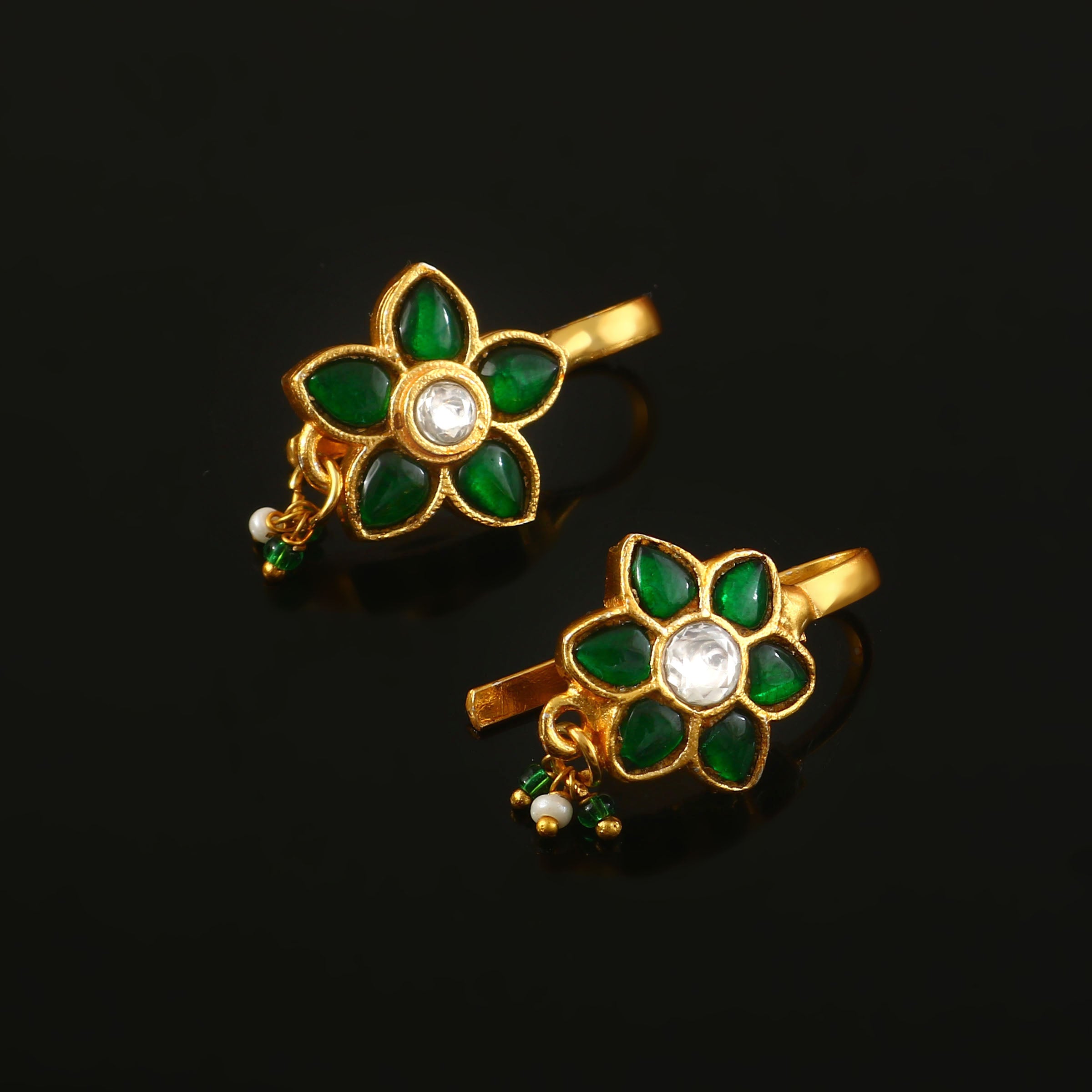 BER-131- Jadau Kundan Bugadi Earring with Emerald