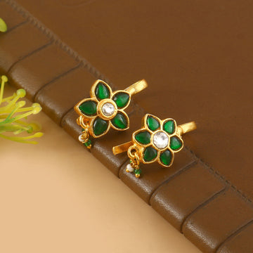BER-131- Jadau Kundan Bugadi Earring with Emerald