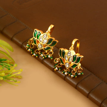 BER-132- Jadau Kundan Bugadi Earring with Emerald