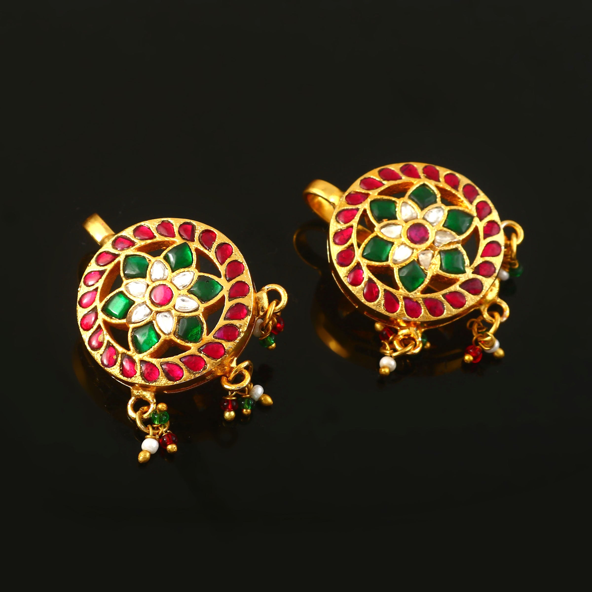 BER-134- Jadau Kundan Bugadi Earring with Emerald