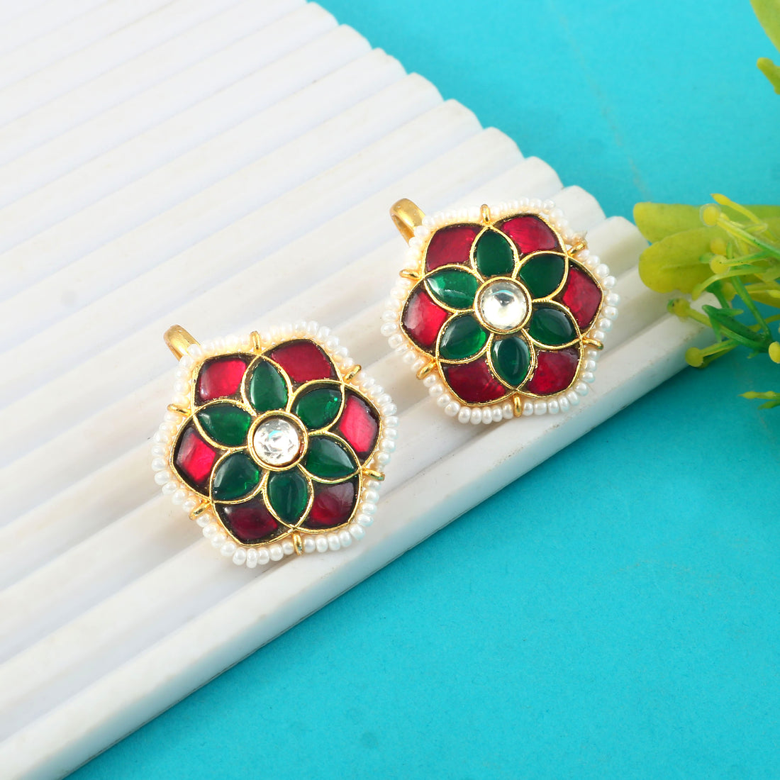 BER-135- Jadau Kundan Bugadi Earring with Emerald