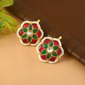 BER-135- Jadau Kundan Bugadi Earring with Emerald