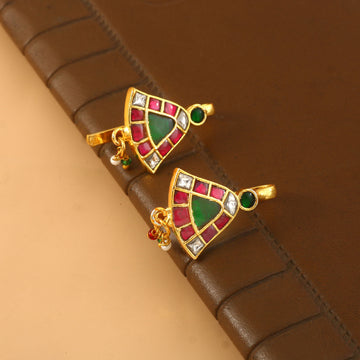 BER-137- Jadau Kundan Bugadi Earring with Emerald