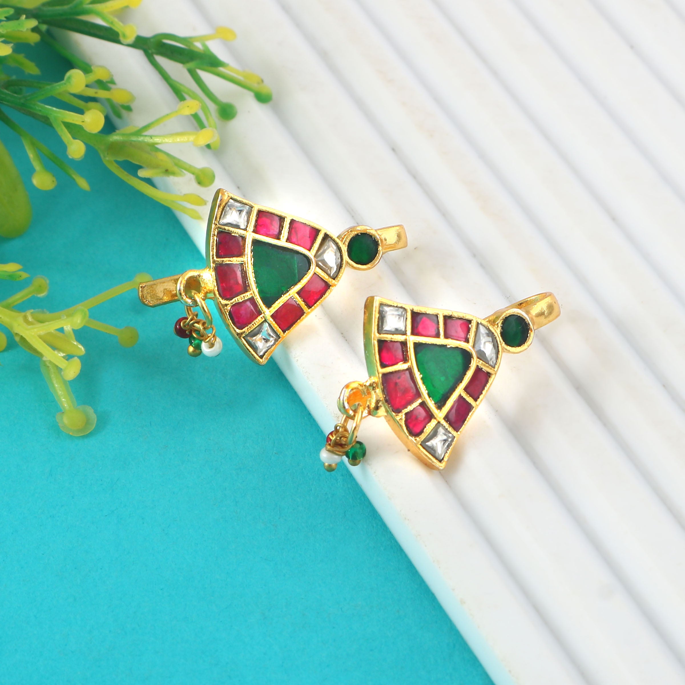 BER-137- Jadau Kundan Bugadi Earring with Emerald