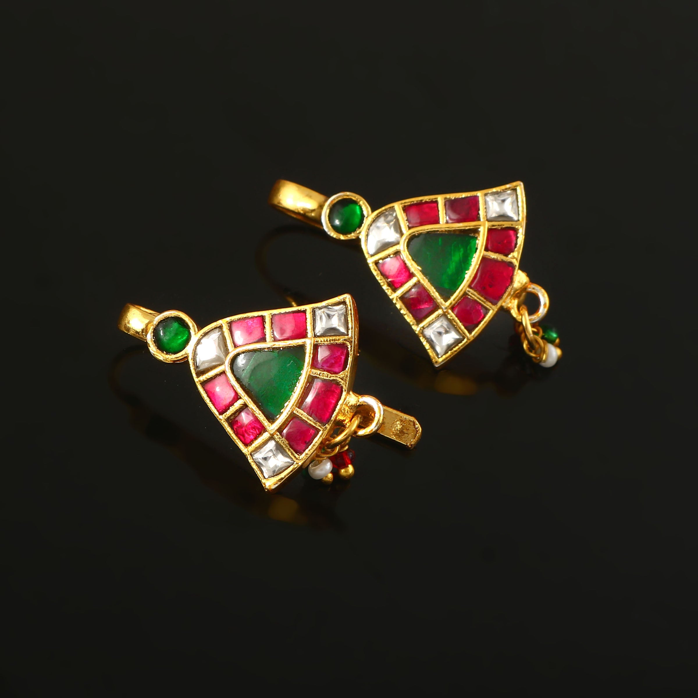 BER-137- Jadau Kundan Bugadi Earring with Emerald