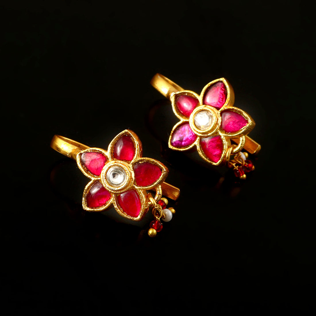 BER-138- Jadau Kundan Bugadi Earring with Emerald