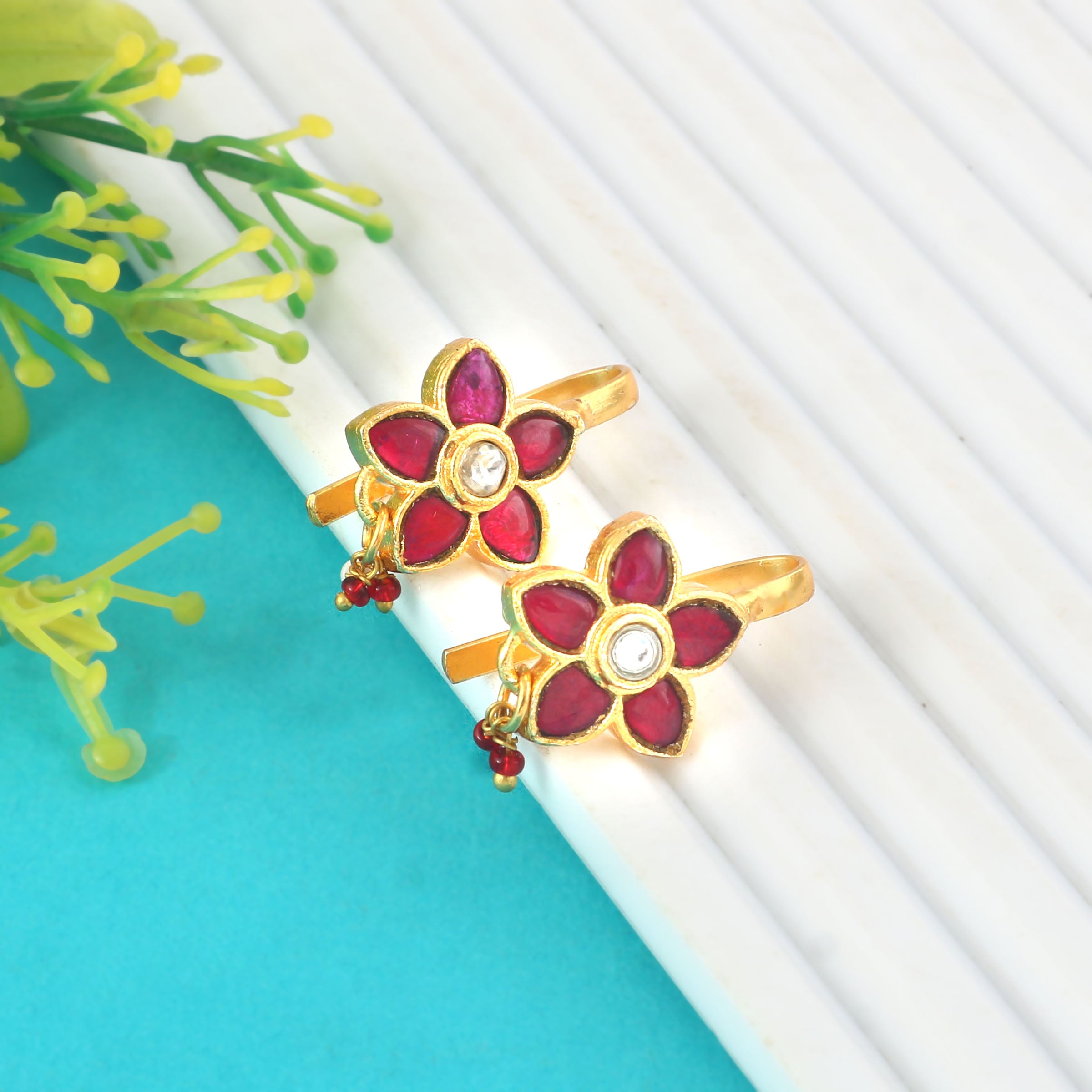 BER-138- Jadau Kundan Bugadi Earring with Emerald