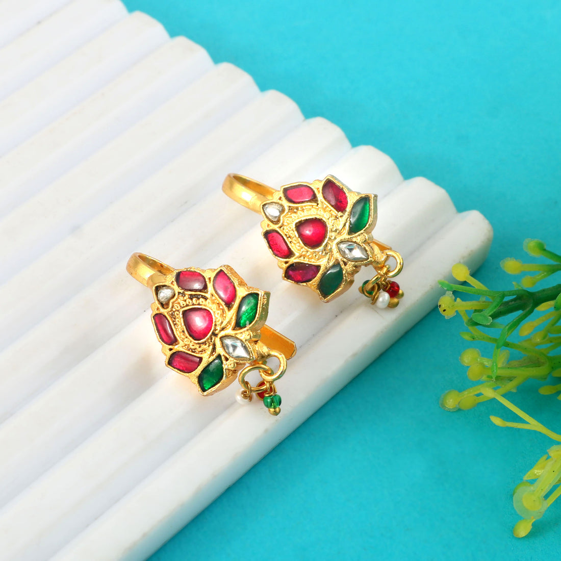 BER-139- Jadau Kundan Bugadi Earring with Emerald