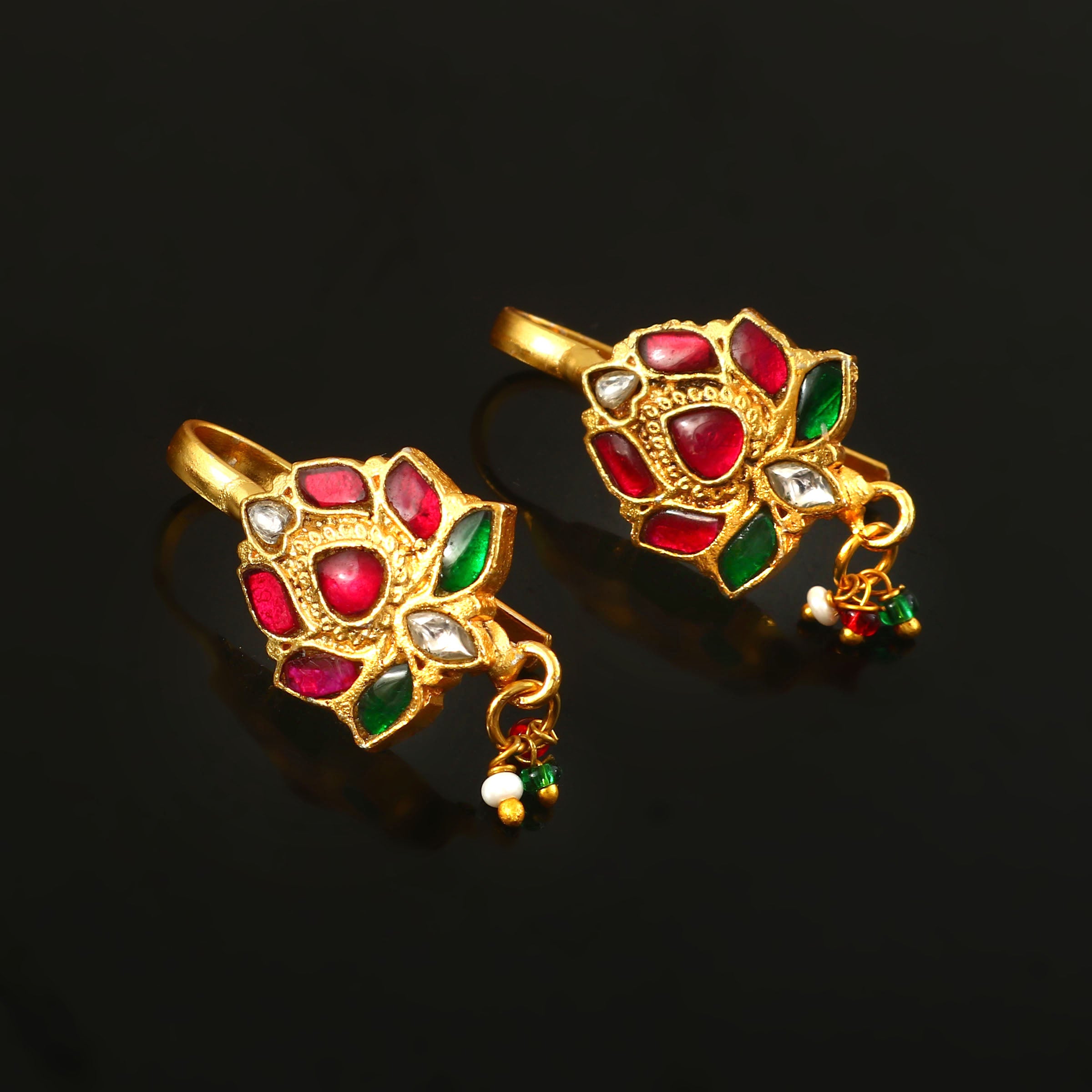 BER-139- Jadau Kundan Bugadi Earring with Emerald