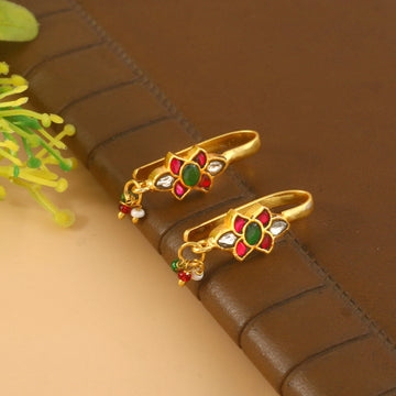BER-141- Jadau Kundan Bugadi Earring with Emerald