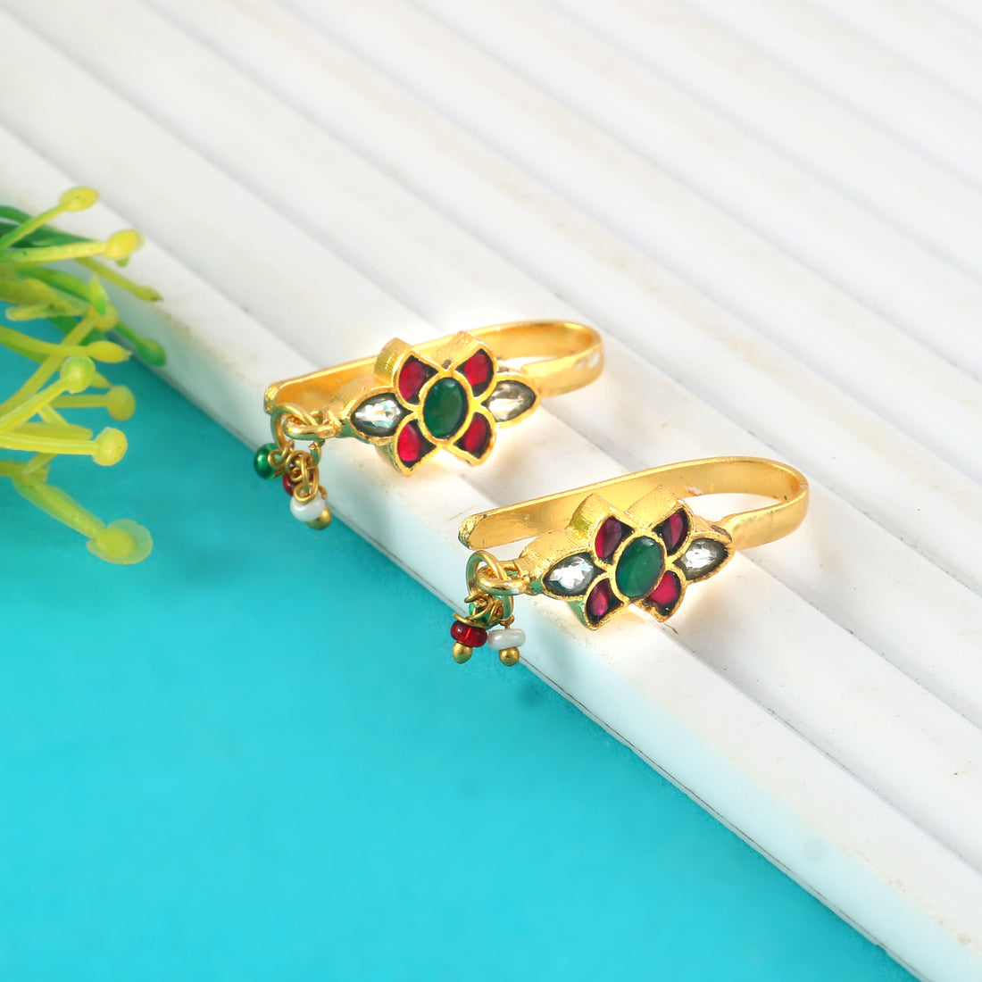 BER-141- Jadau Kundan Bugadi Earring with Emerald