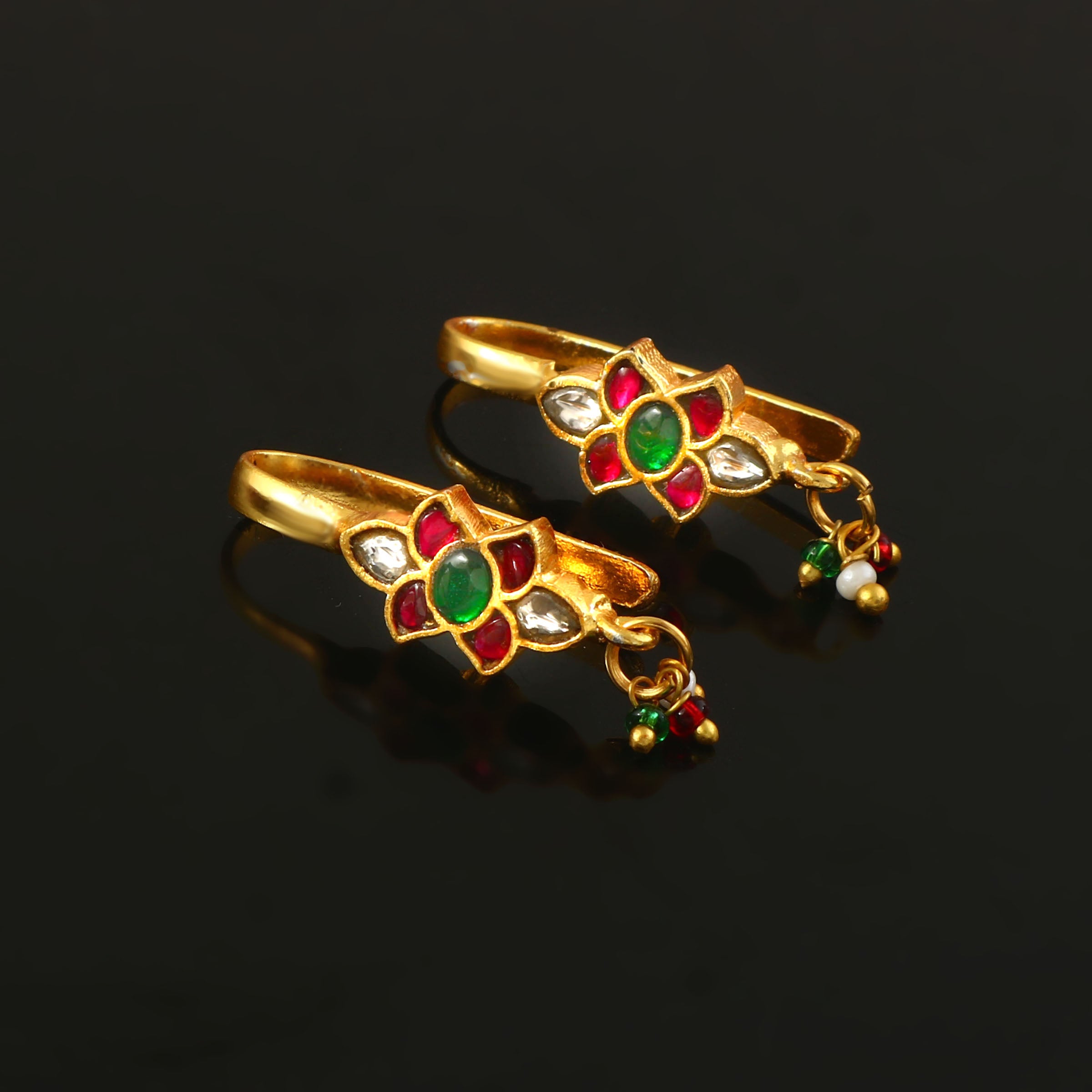BER-141- Jadau Kundan Bugadi Earring with Emerald