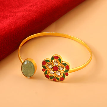 BG-107 - Jadau Kundan Bangle with Emerald