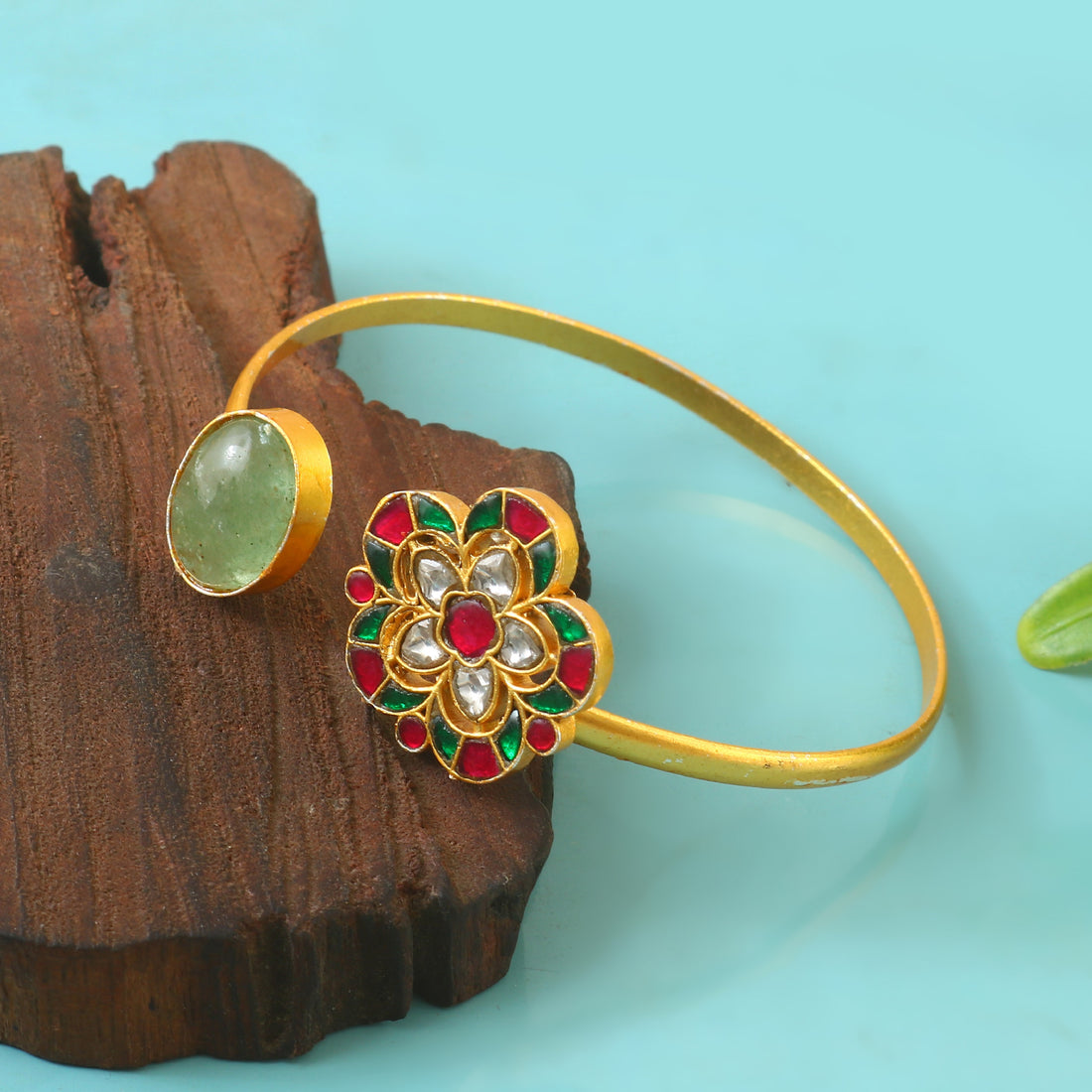 BG-107 - Jadau Kundan Bangle with Emerald