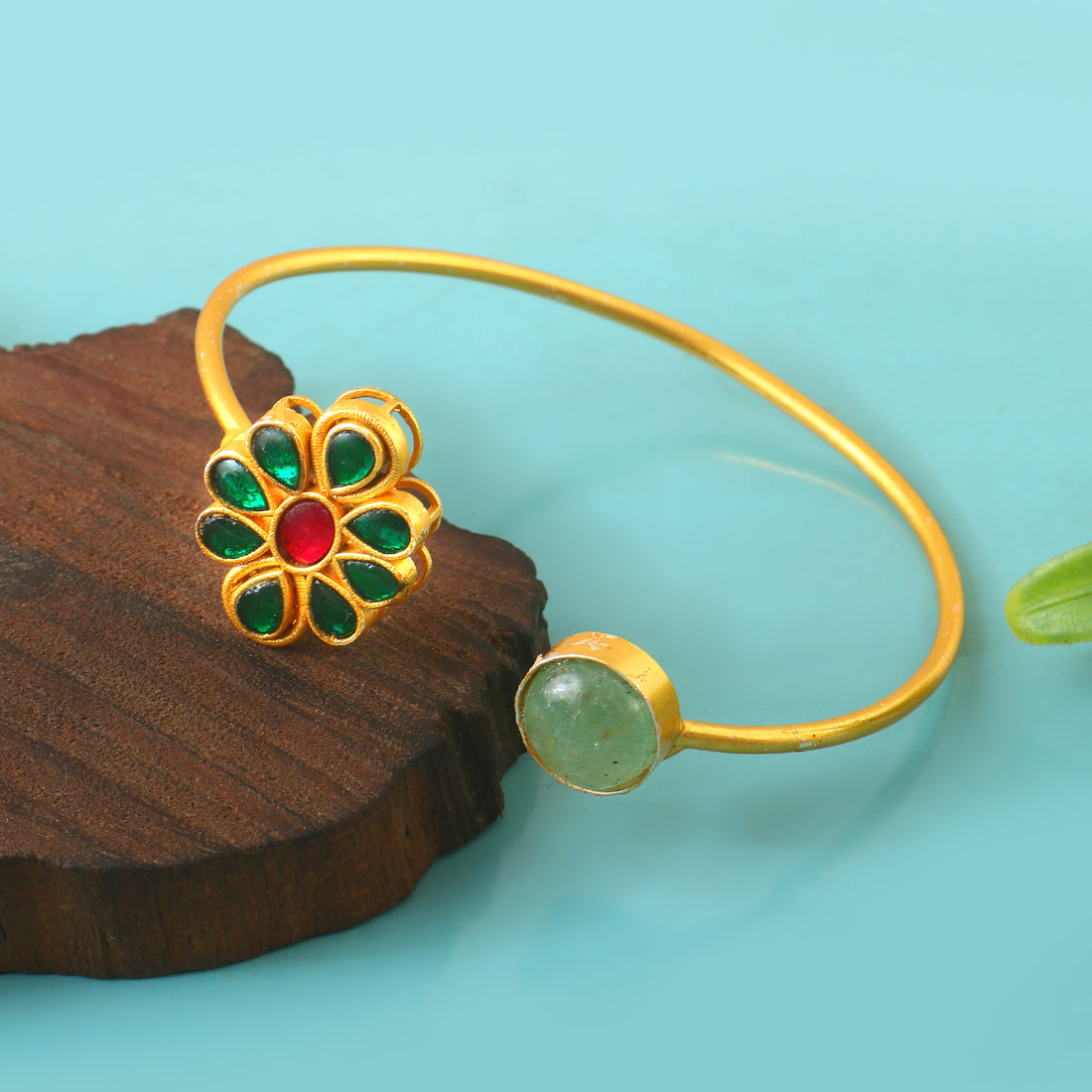 BG-108 - Jadau Kundan Bangle with Emerald