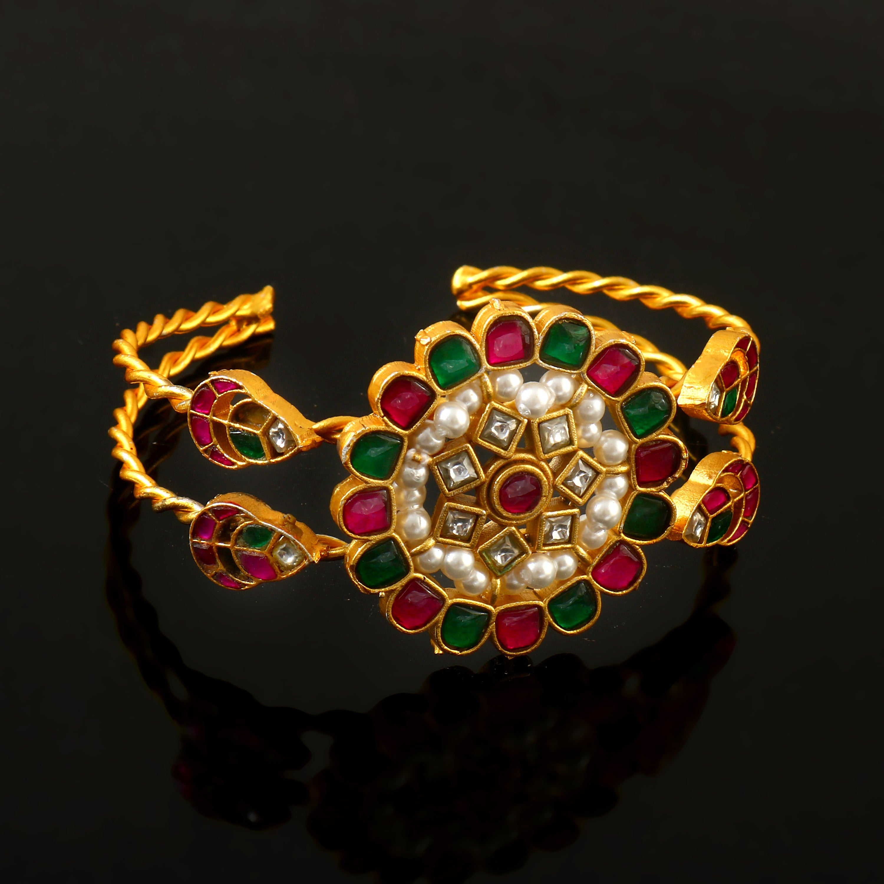 BG-109 - Jadau Kundan Bangle with Emerald