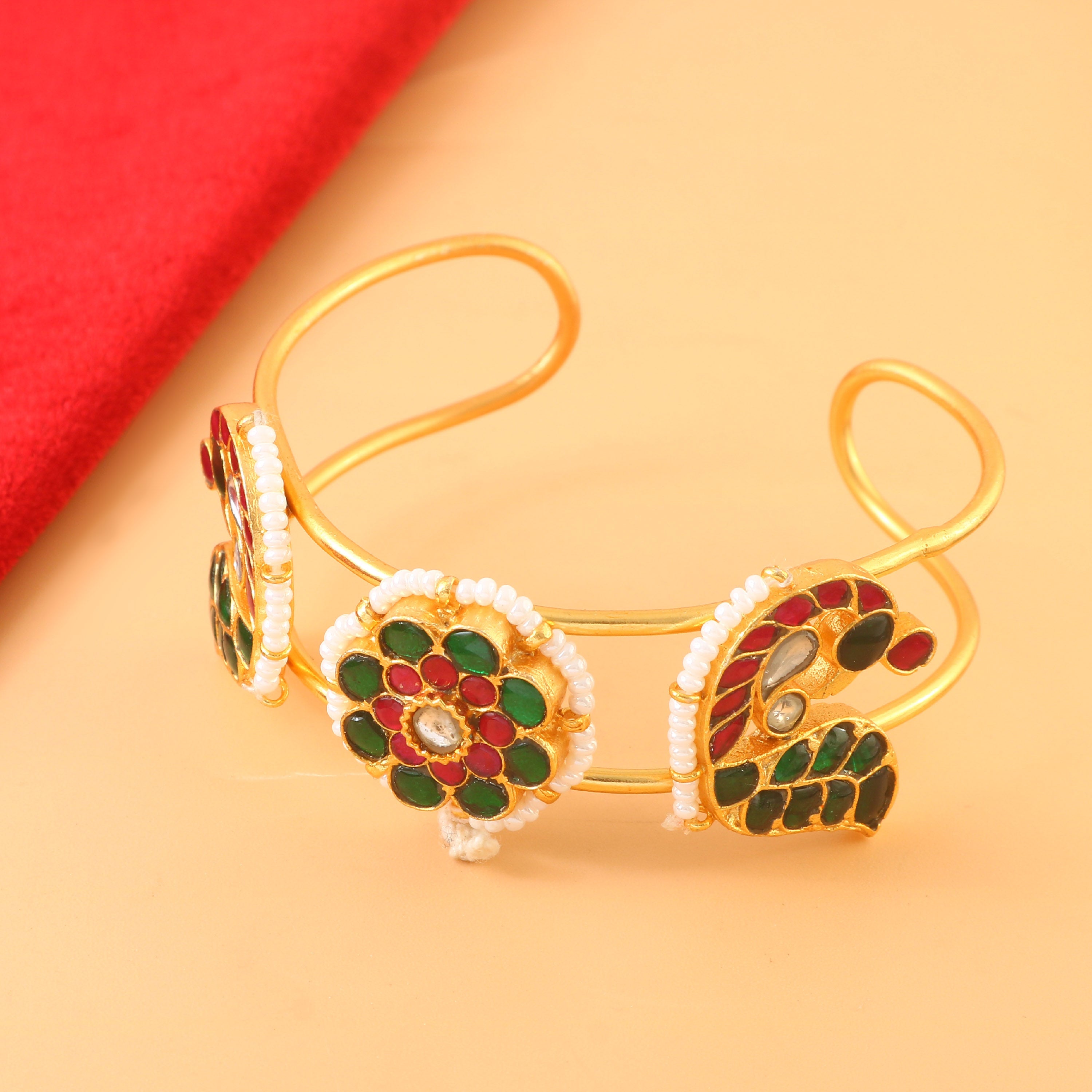 BG-110 - Jadau Kundan Bangle with Emerald