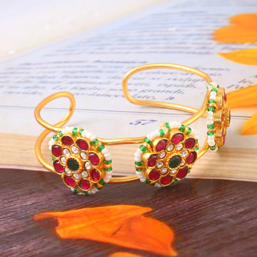 BG-112 - Jadau Kundan Bangle with Emerald