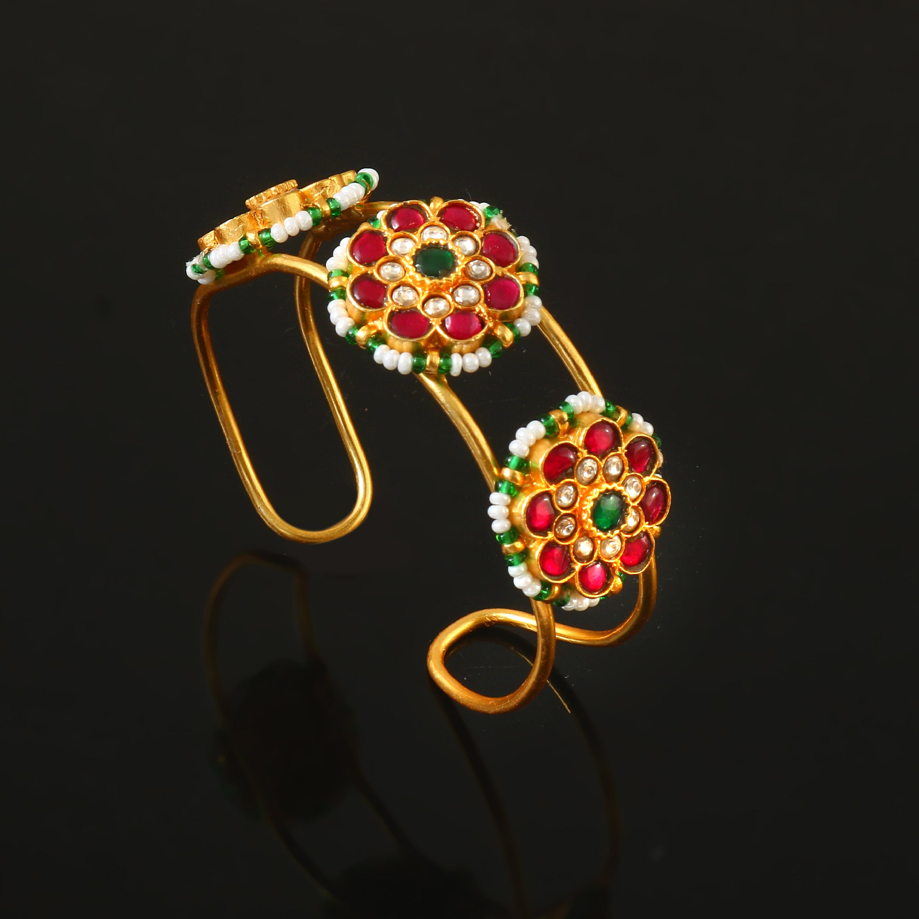 BG-112 - Jadau Kundan Bangle with Emerald