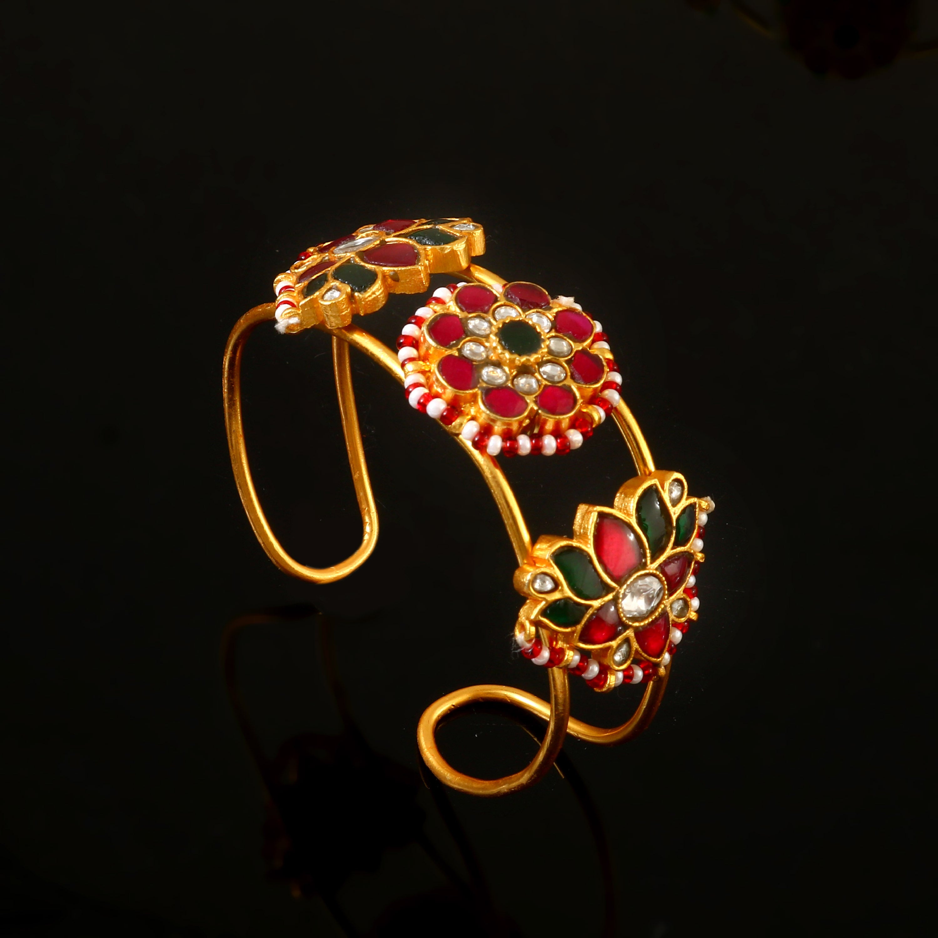 BG-113 - Jadau Kundan Bangle with Emerald
