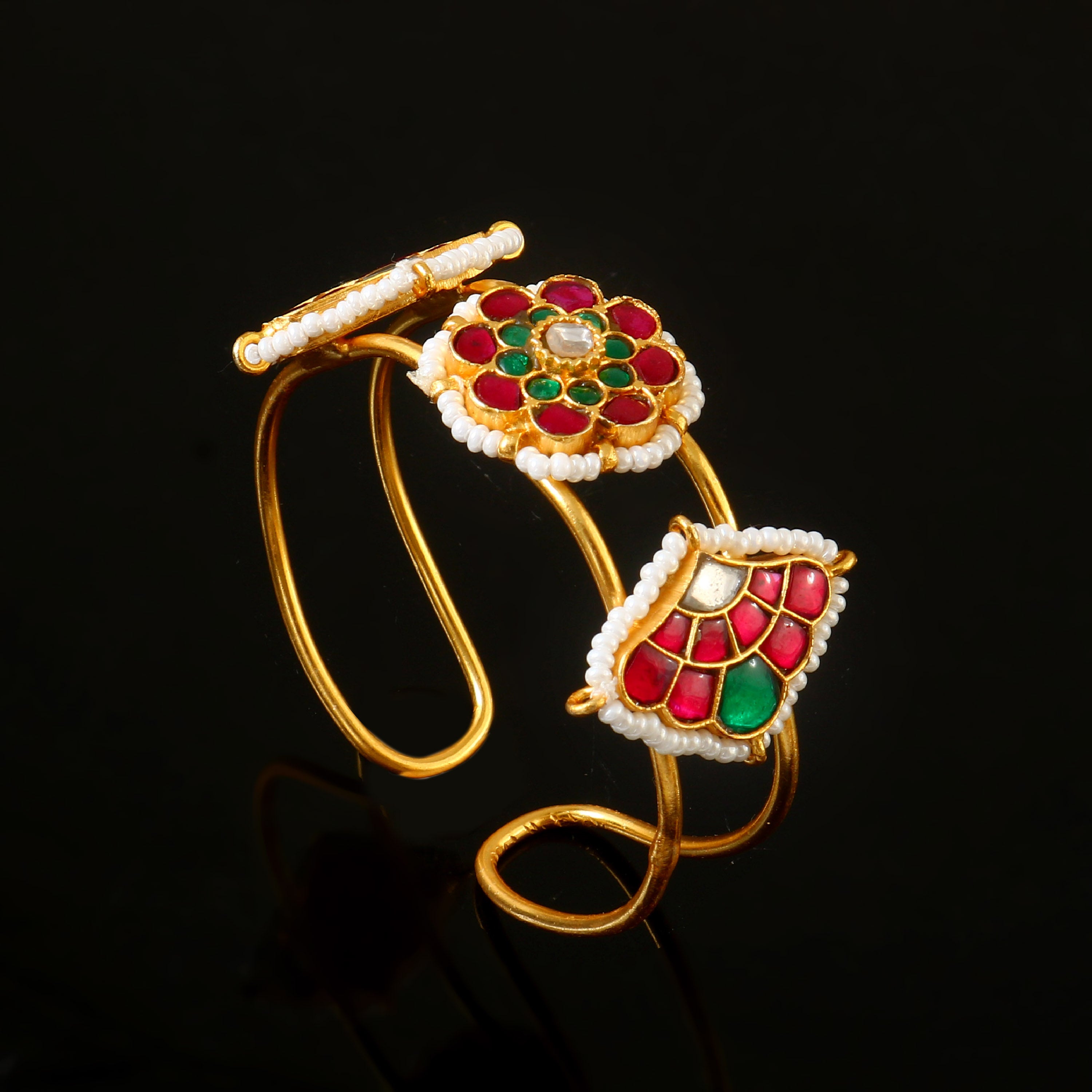 BG-114 - Jadau Kundan Bangle with Emerald