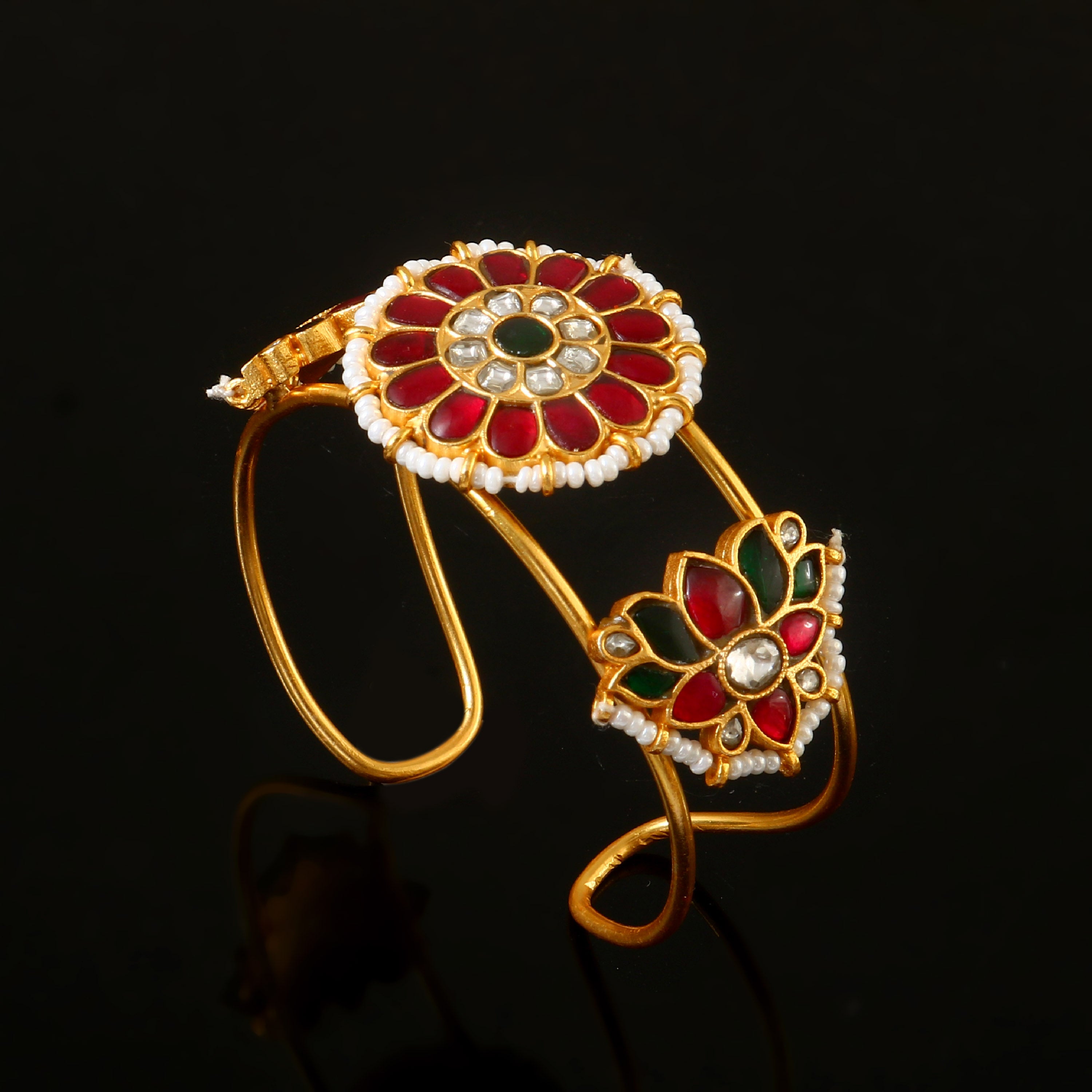 BG-115 - Jadau Kundan Bangle with Emerald