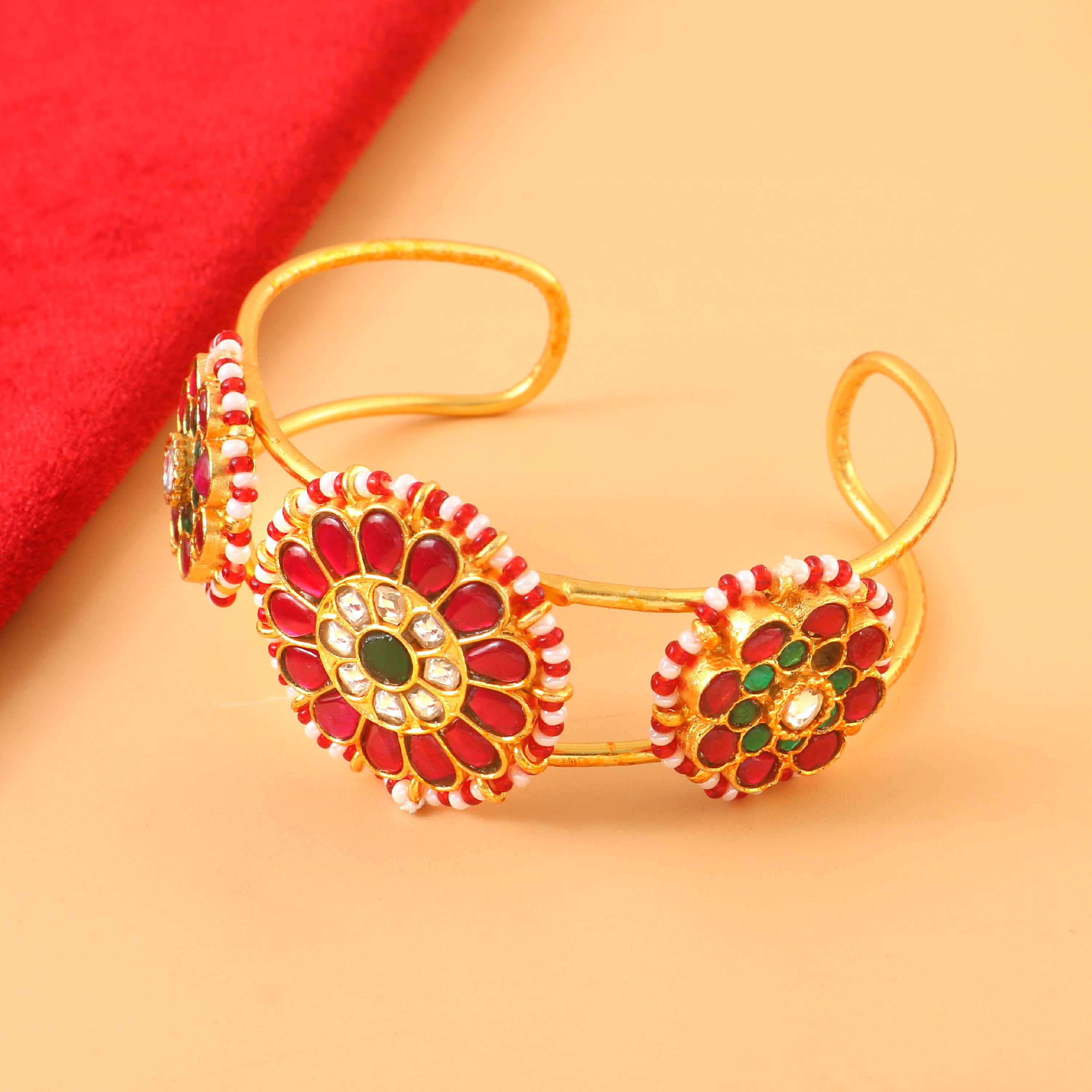BG-116 - Jadau Kundan Bangle with Emerald