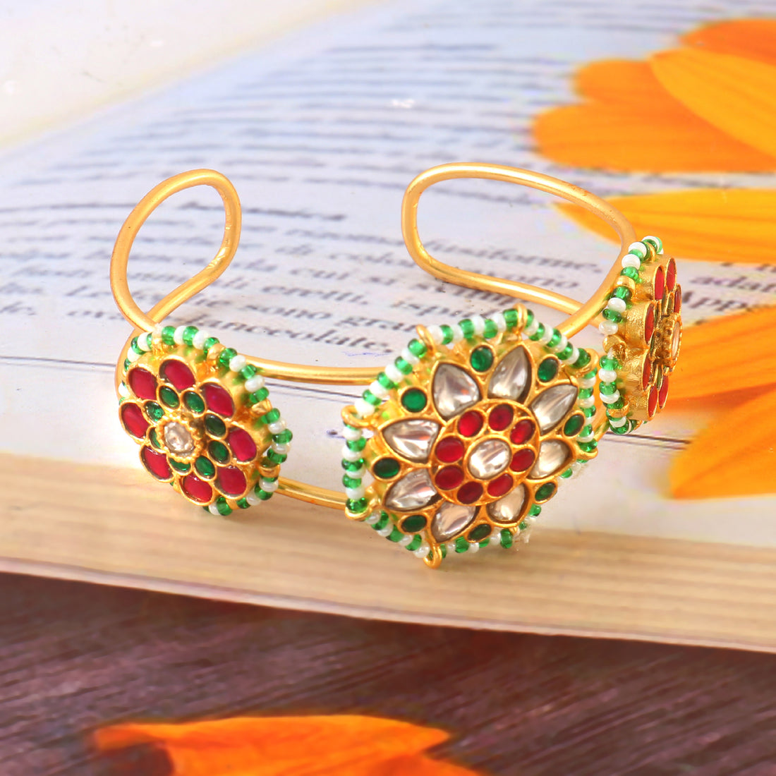 BG-117 - Jadau Kundan Bangle with Emerald