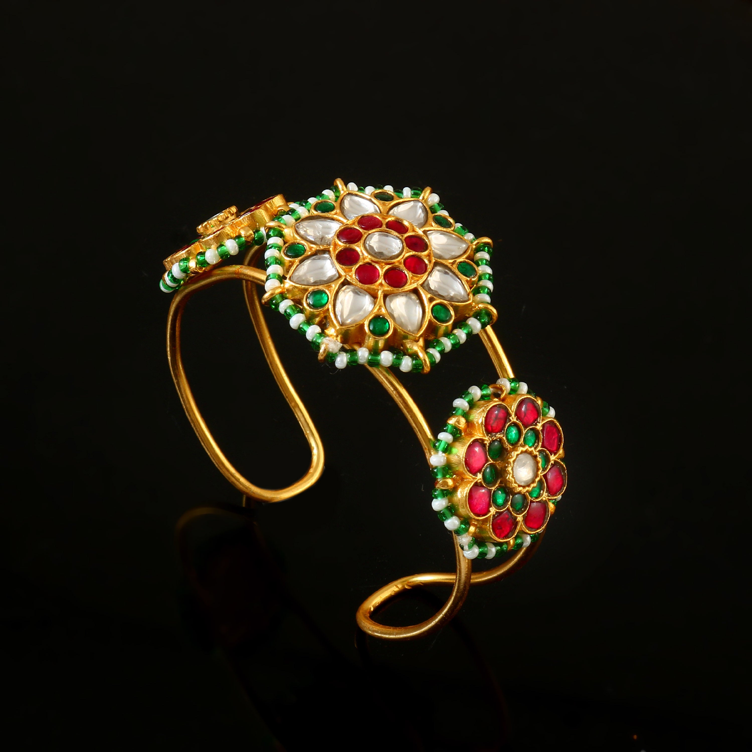 BG-117 - Jadau Kundan Bangle with Emerald