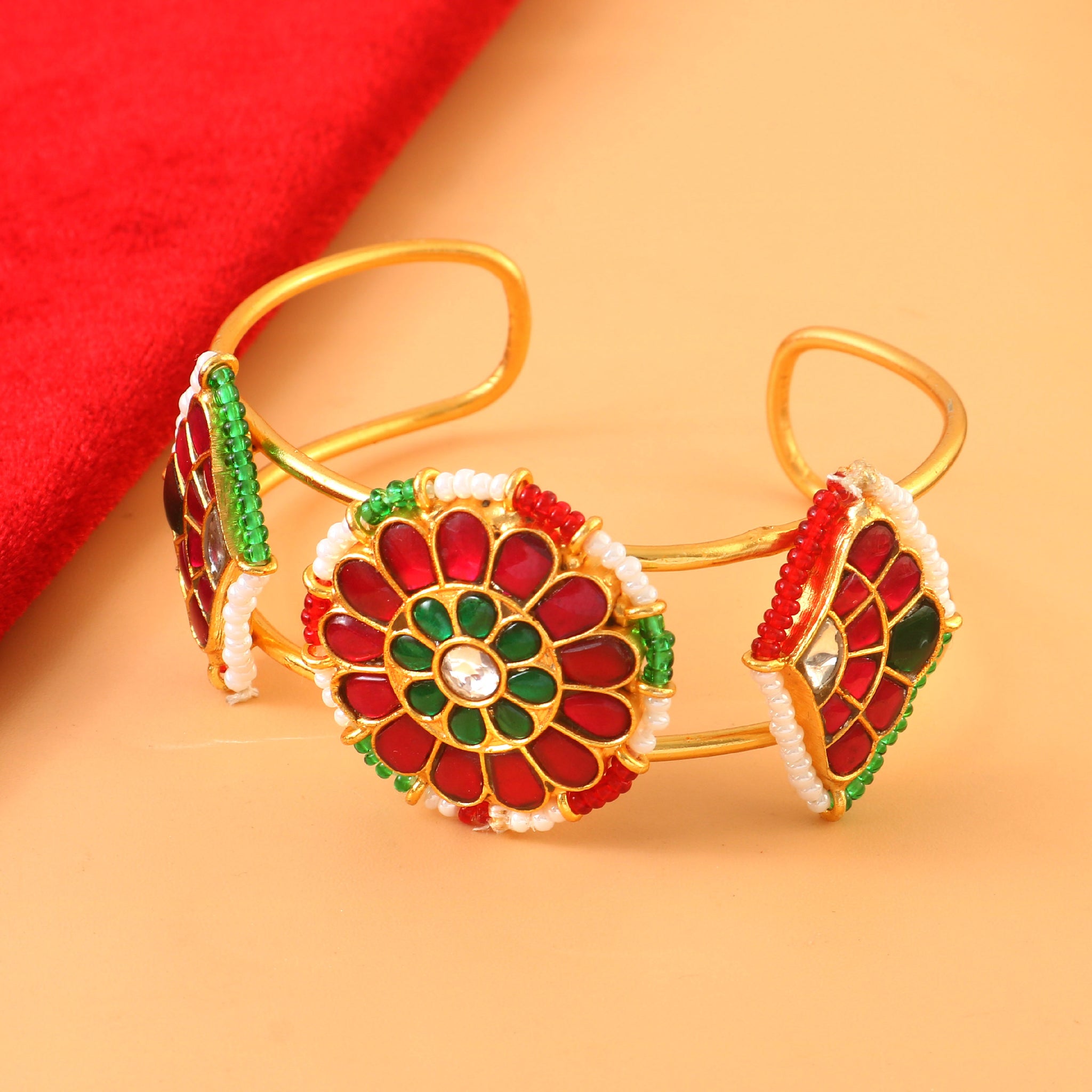 BG-118 - Jadau Kundan Bangle with Emerald