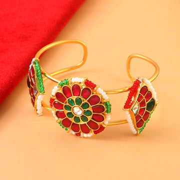 BG-118 - Jadau Kundan Bangle with Emerald
