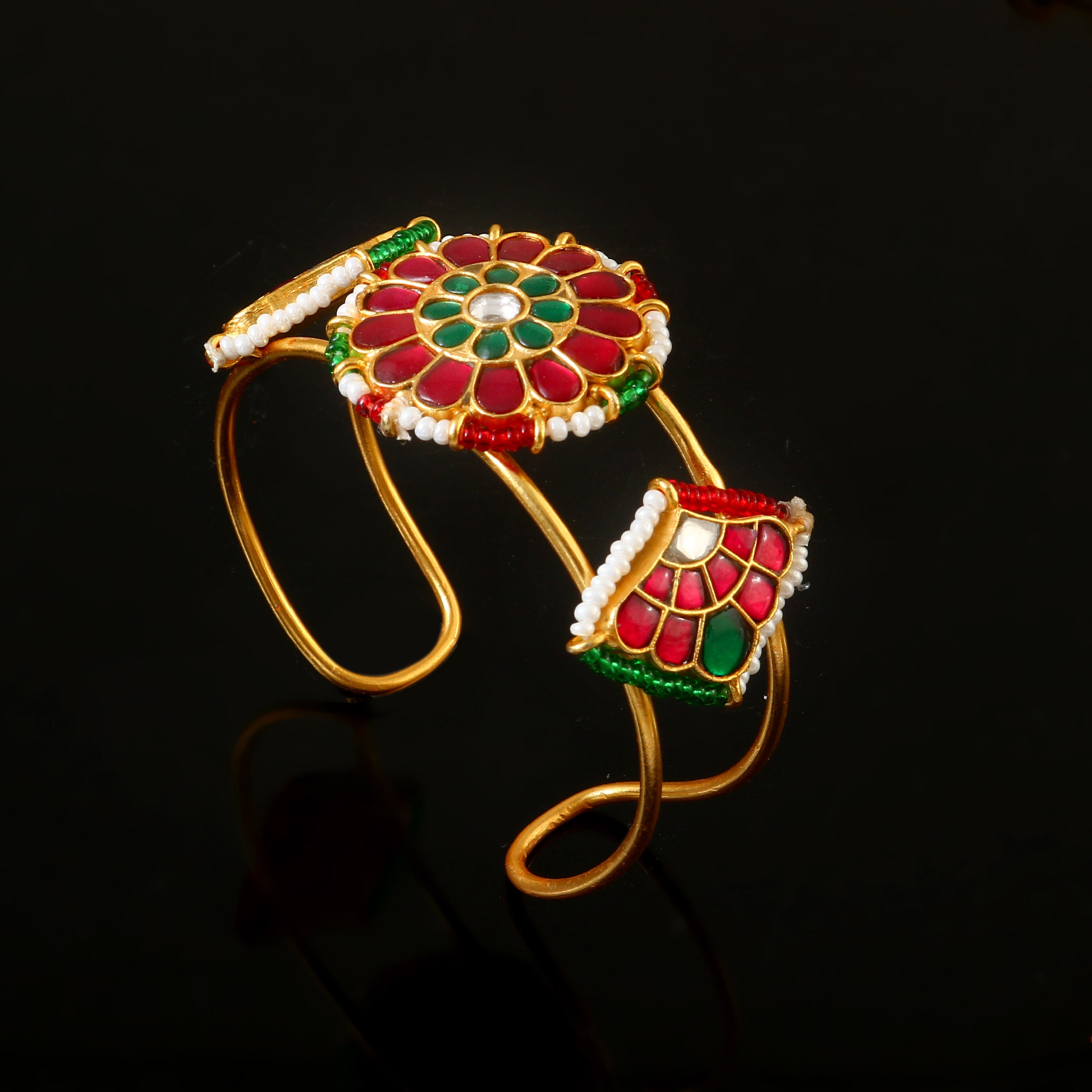 BG-118 - Jadau Kundan Bangle with Emerald