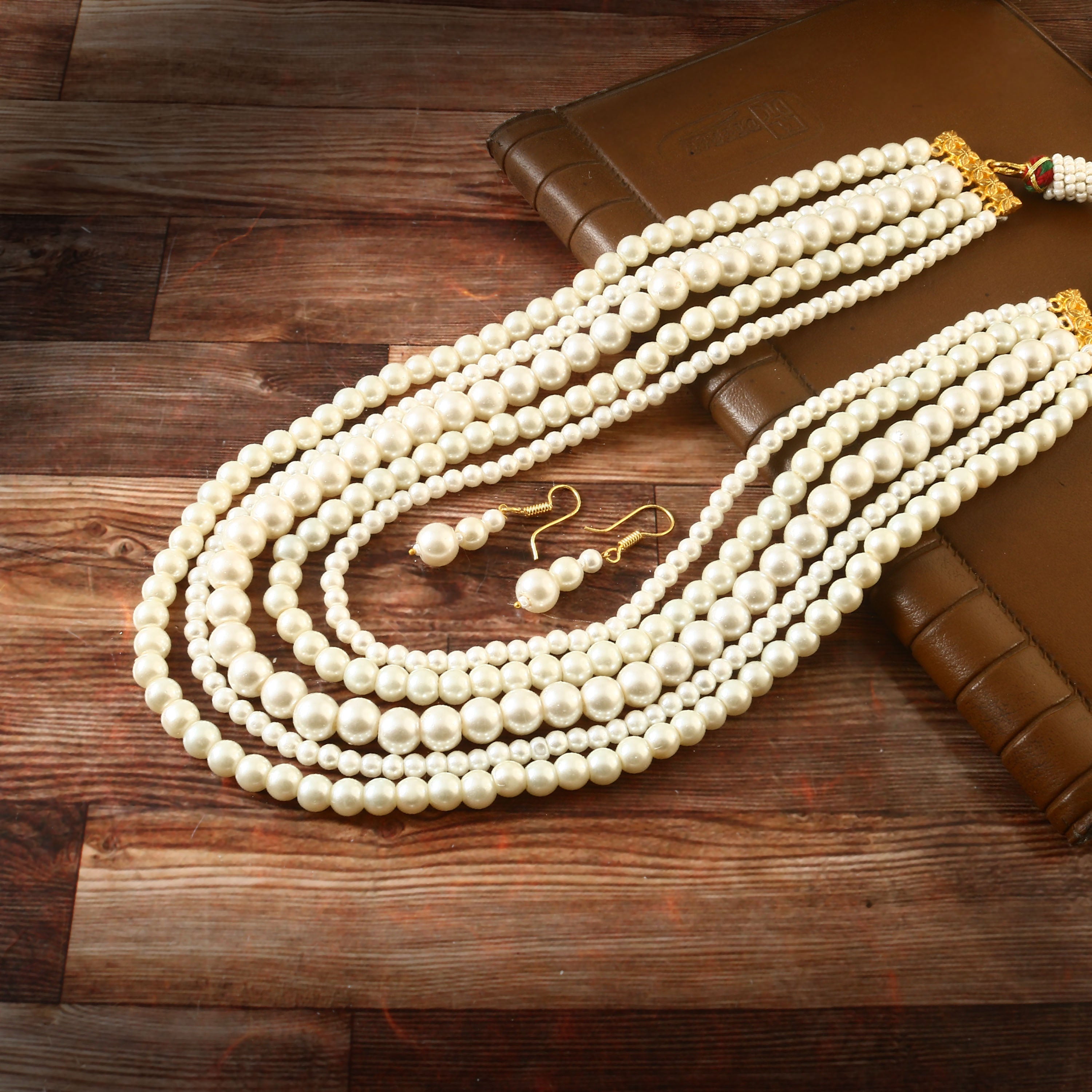 BM-122 - Jadau Kundan Beads Necklace with Emerald