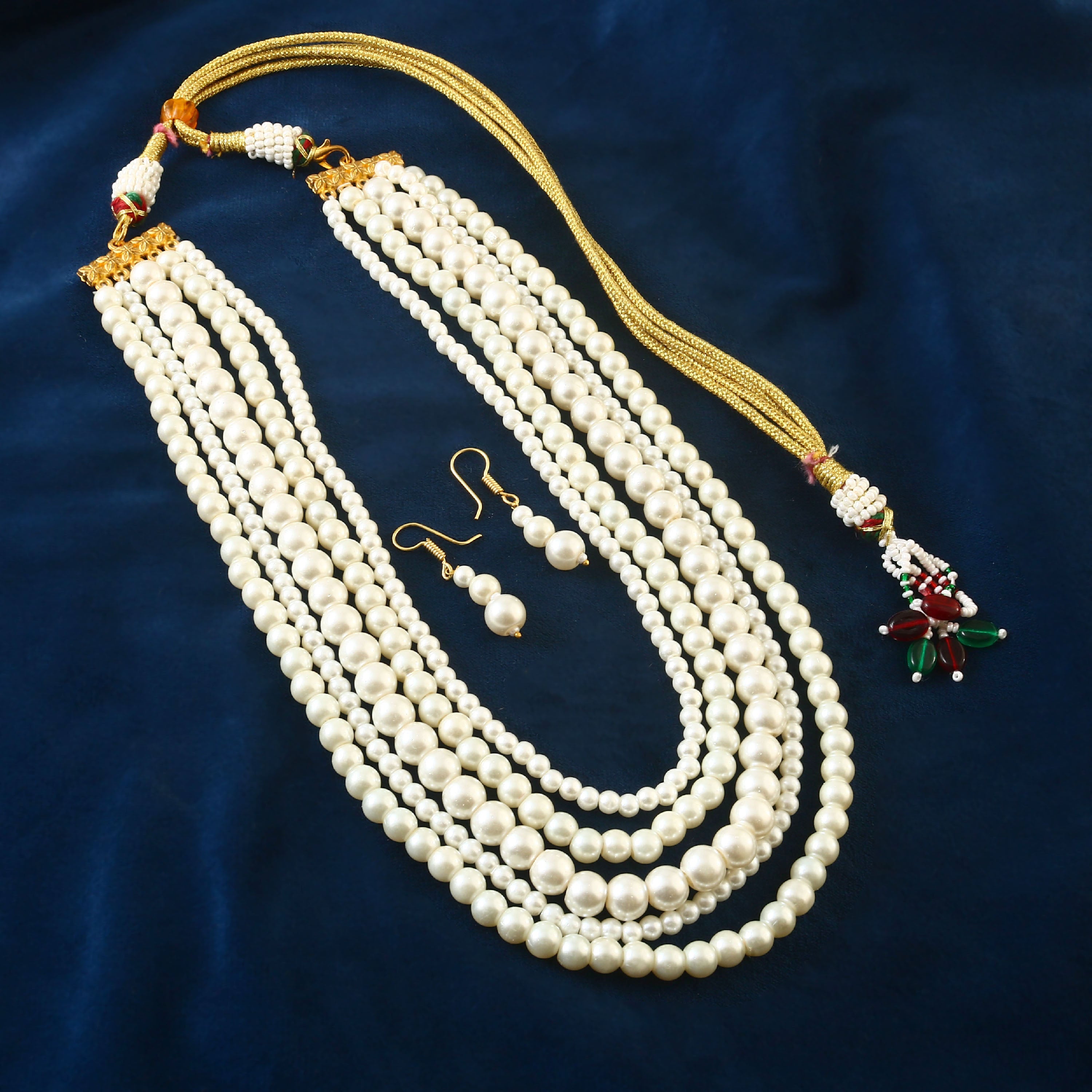 BM-122 - Jadau Kundan Beads Necklace with Emerald