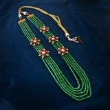 BM-123 - Jadau Kundan Beads Necklace with Emerald