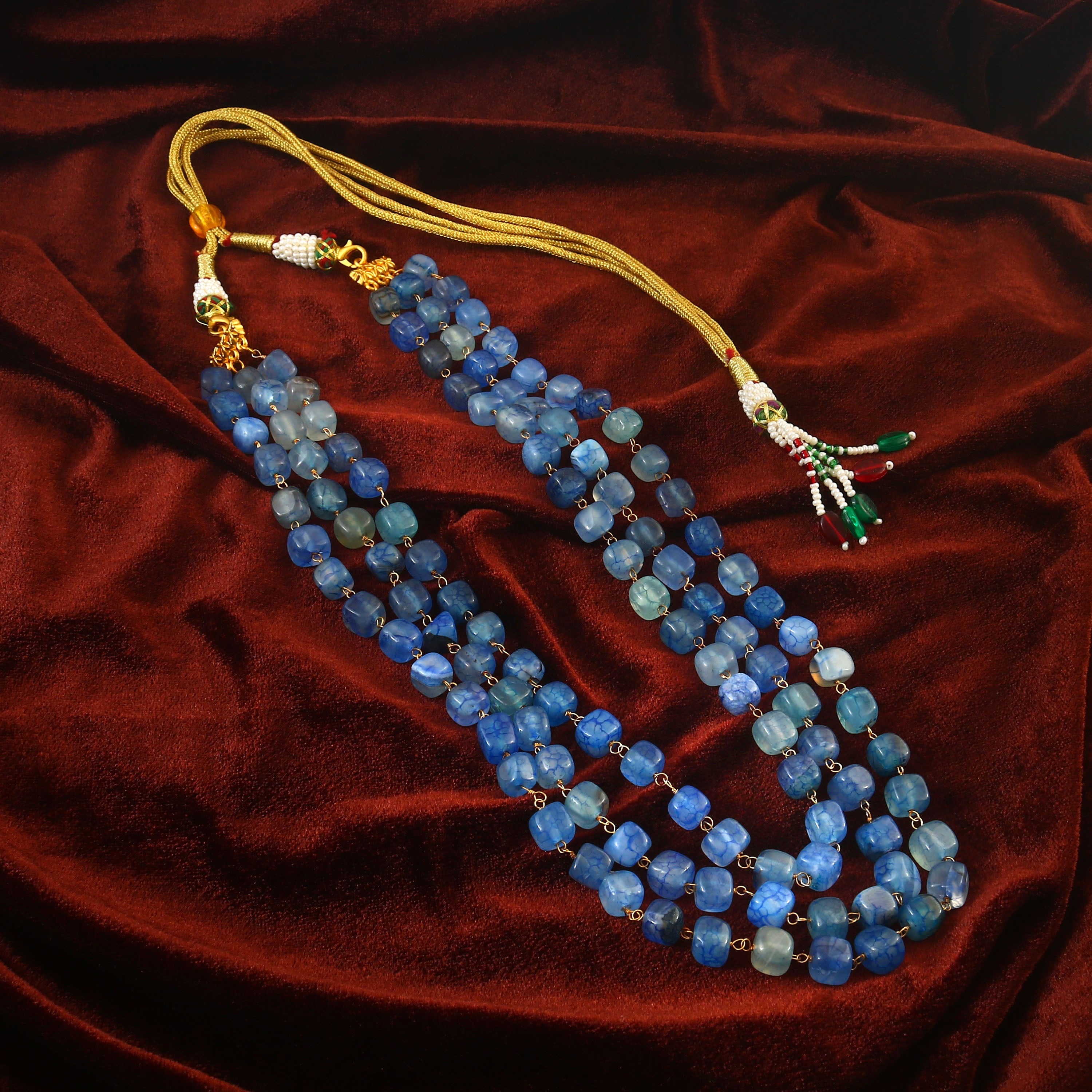 BM-124 - Jadau Kundan Beads Necklace with Emerald